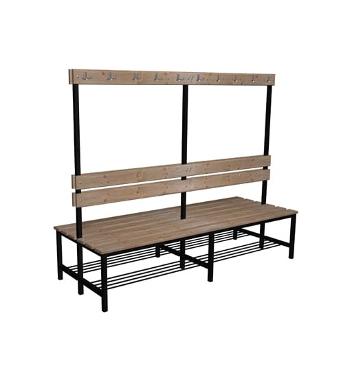 Ławka szatniowo korytarzowa z półką na buty Premium 2-str. z oparciem i wieszakiem 1,8m