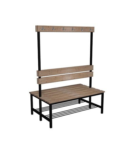 Ławka szatniowo korytarzowa z półką na buty Premium 2-str. z oparciem i wieszakiem 1m